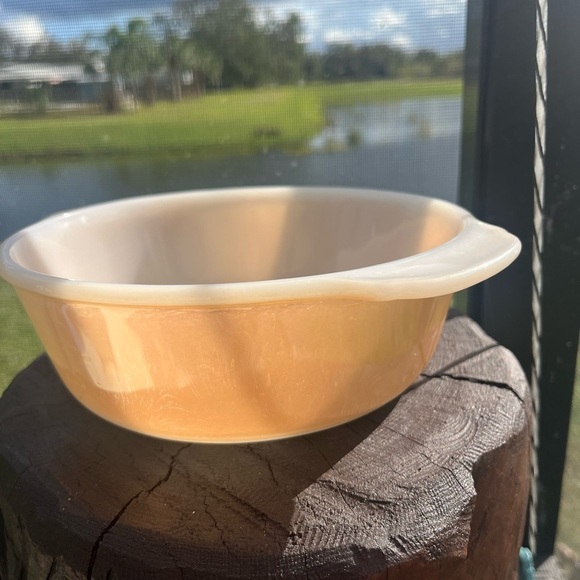 Fire King Vintage Oval Casserole Dish Iridescent Peach Luster - Picture 4 of 13